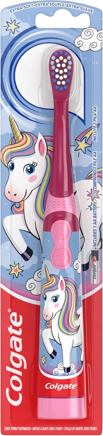 Colgate Kids Battery Powered Toothbrush, Kids Battery Toothbrush with Included AA Battery, Extra Soft Bristles, Flat-Laying Handle to Prevent Rolling, Unicorn Toothbrush, 1 Pack - Image 14