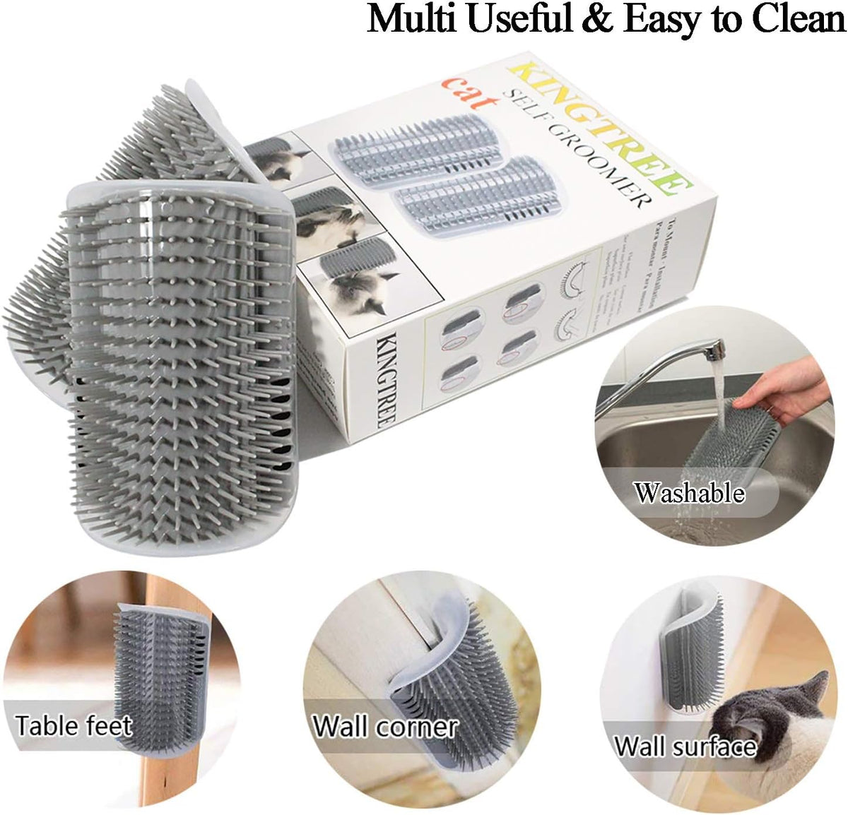 Side angle of Kingtree pet grooming brush showing the easy snap-off detachable base mechanism