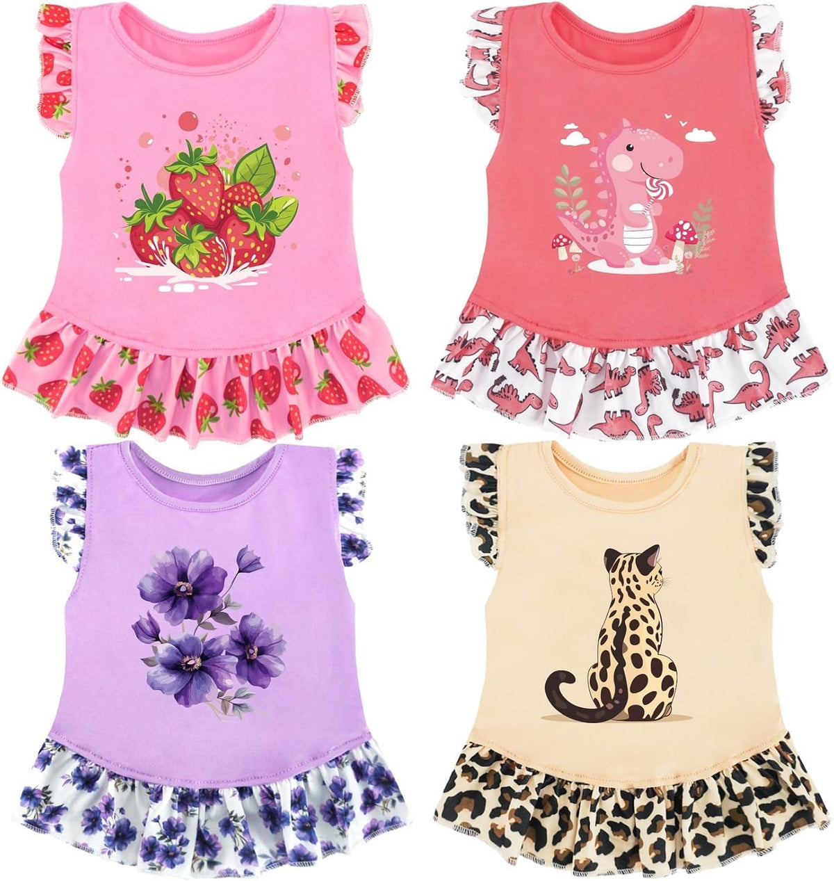 XPUDAC 4 Pack Pet Dog Dress Dog Clothes Girl Puppy Shirt Yorkie Clothes Cute Doggie Dress Pet Apparel for Small Dogs and Cats (Pink Angel, Small(4.5-8lbs)) - Image 12