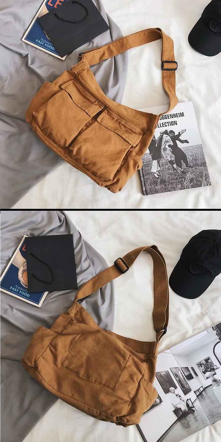 Canvas Crossbody Bag for Women Large Messenger Bags - Image 3