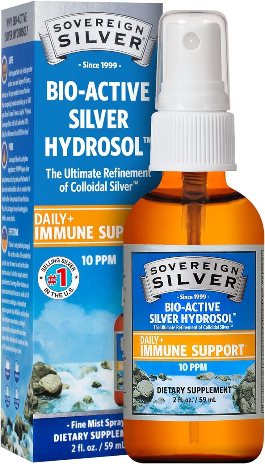 Sovereign Silver Bio-Active Silver Hydrosol Vertical Spray for Immune Support (10 Ppm/2 oz/59 ml) - Image 1