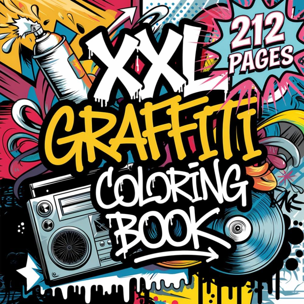 XXL Fat Line Graffiti Coloring Book for Adults & Teens: A Super-Sized Urban Art Experience Packed with Street-Style Designs and Real Graffiti Facts - Image 1