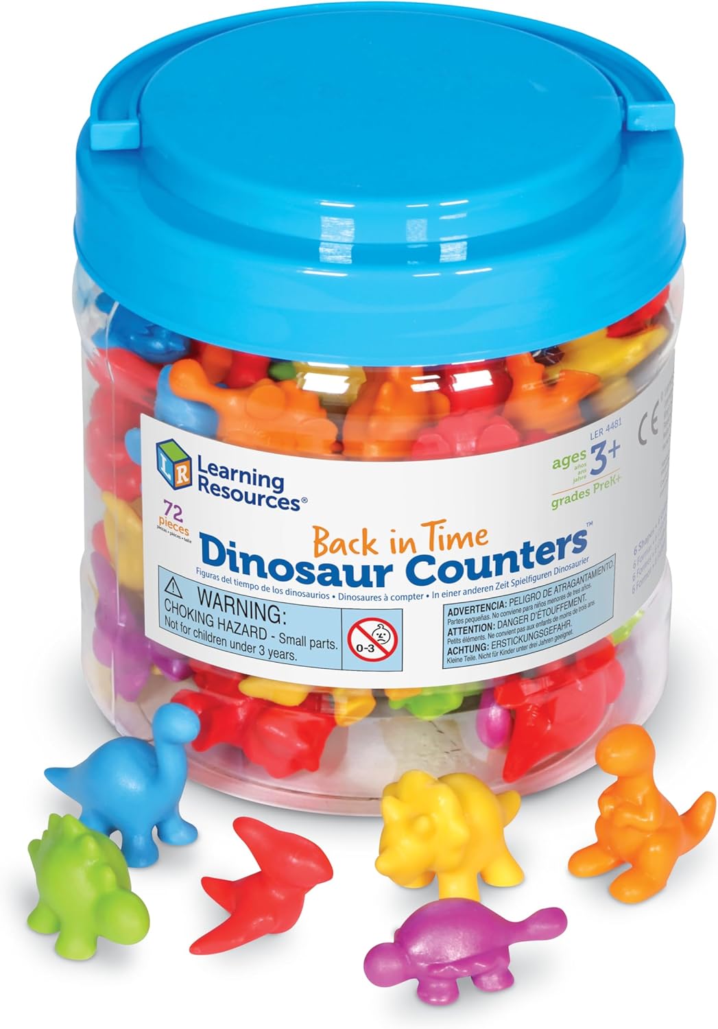 Learning Resources dinosaur counters front view storage bucket