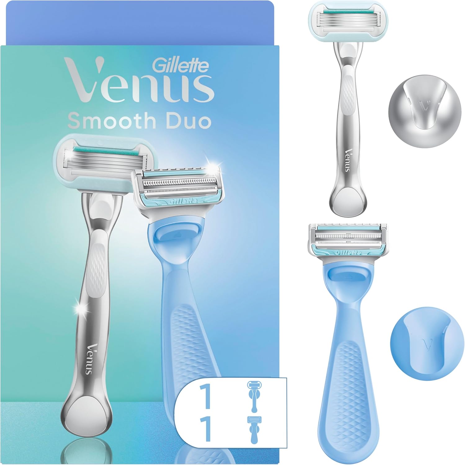 Gillette Venus Intimate Grooming kit front view showing the dual pubic and body razor set