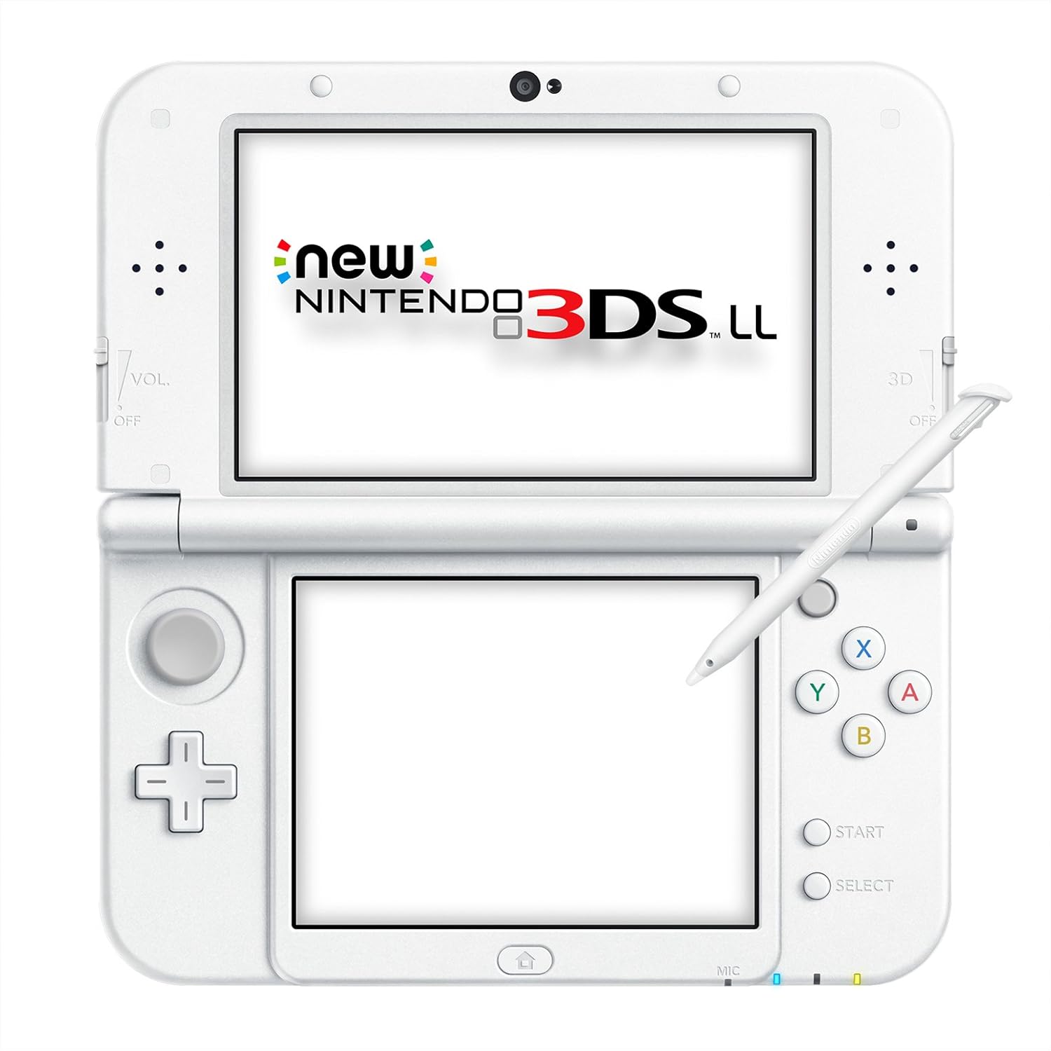 Nintendo New 3DS LL Pearl White front view gaming console