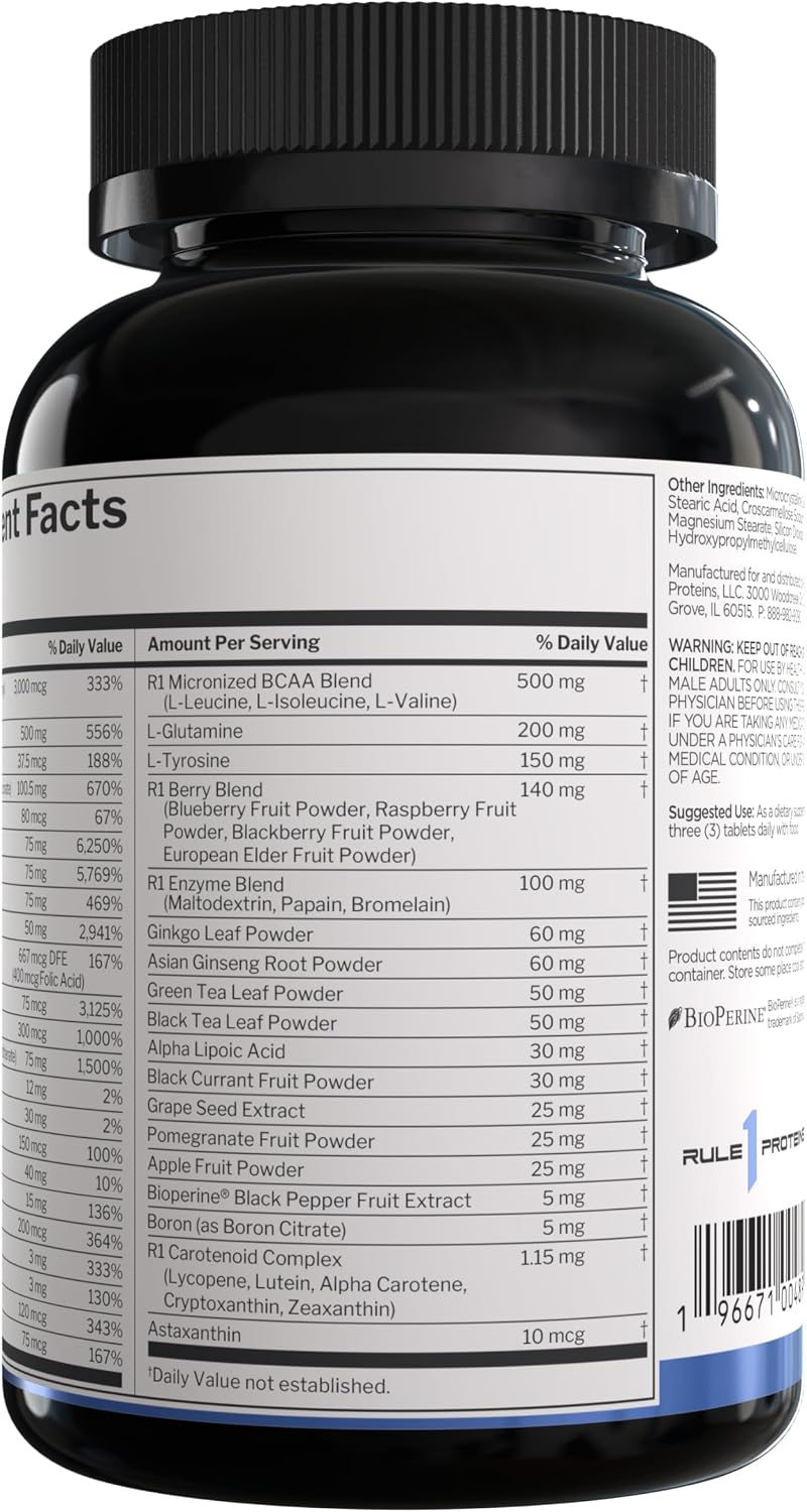 Rule One Proteins active lifestyle multivitamin container side profile