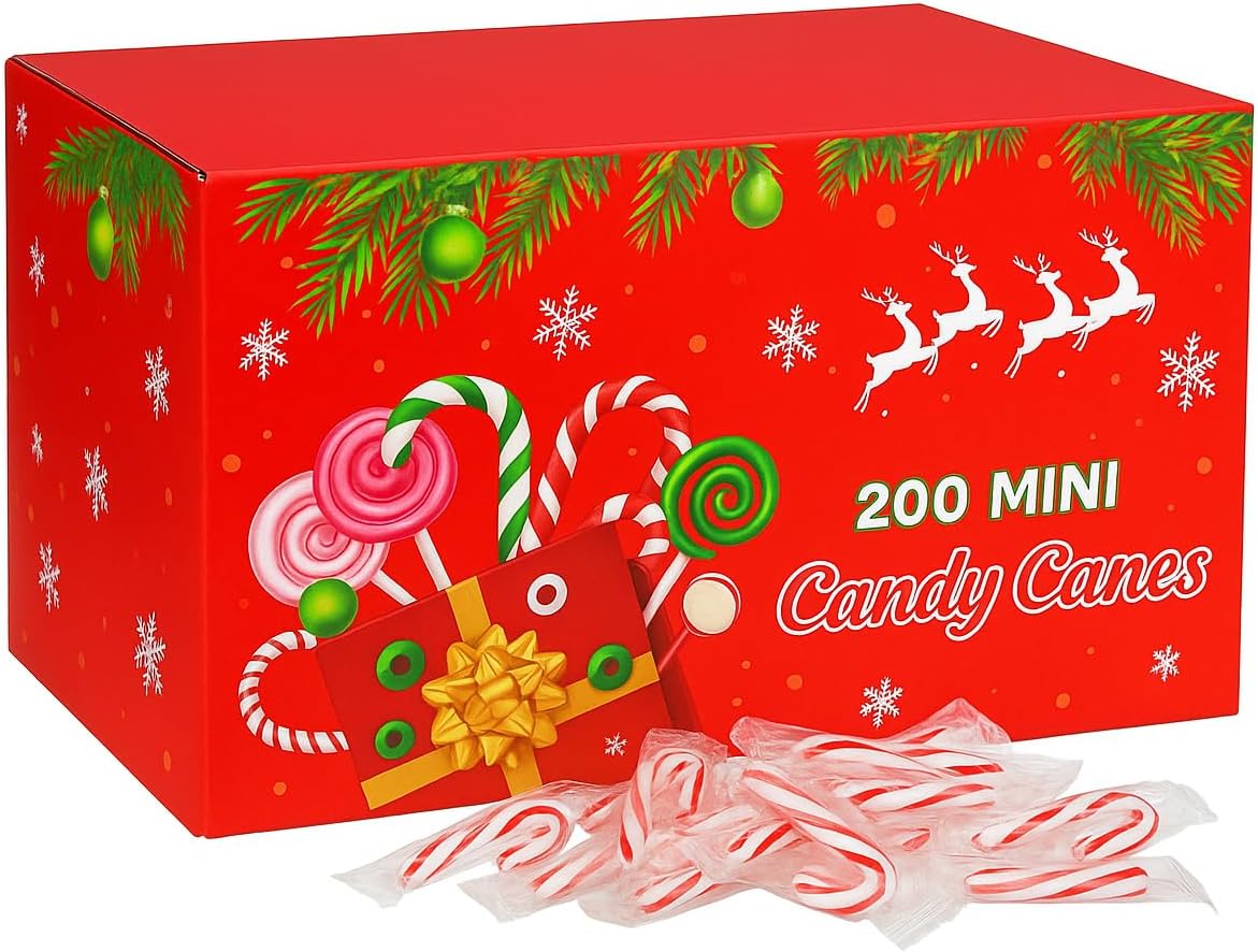 Festive bowl filled with mini peppermint candy canes for Christmas celebrations in India.
