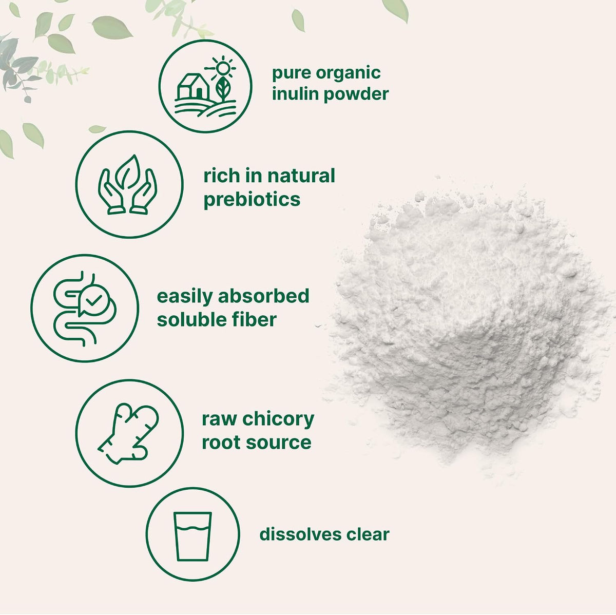 Micro Ingredients Organic Inulin Fiber Powder side panel with nutrition facts