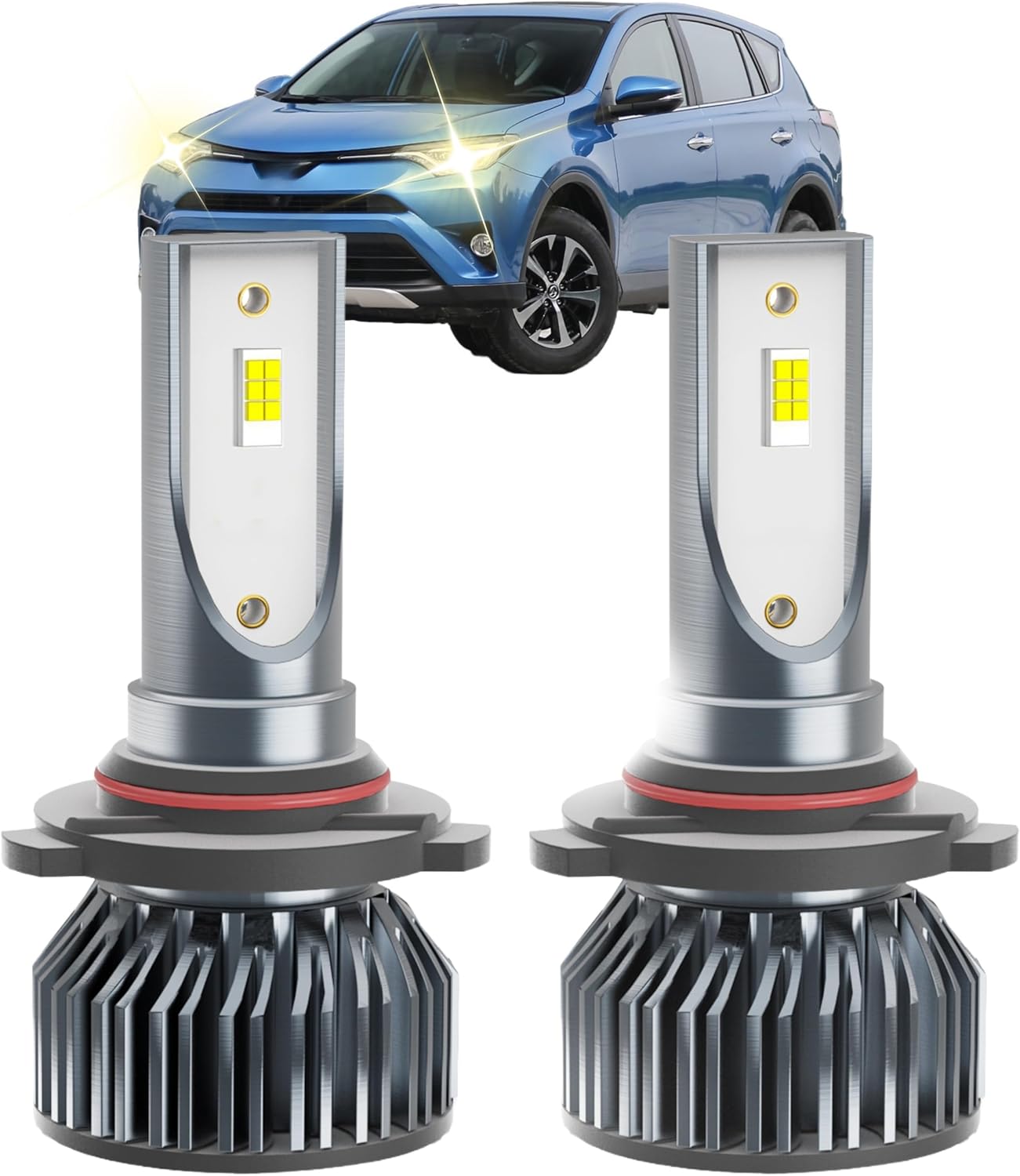 Wenicaca RAV4 LED headlight bulbs pack front view displaying premium automotive lighting hardware.