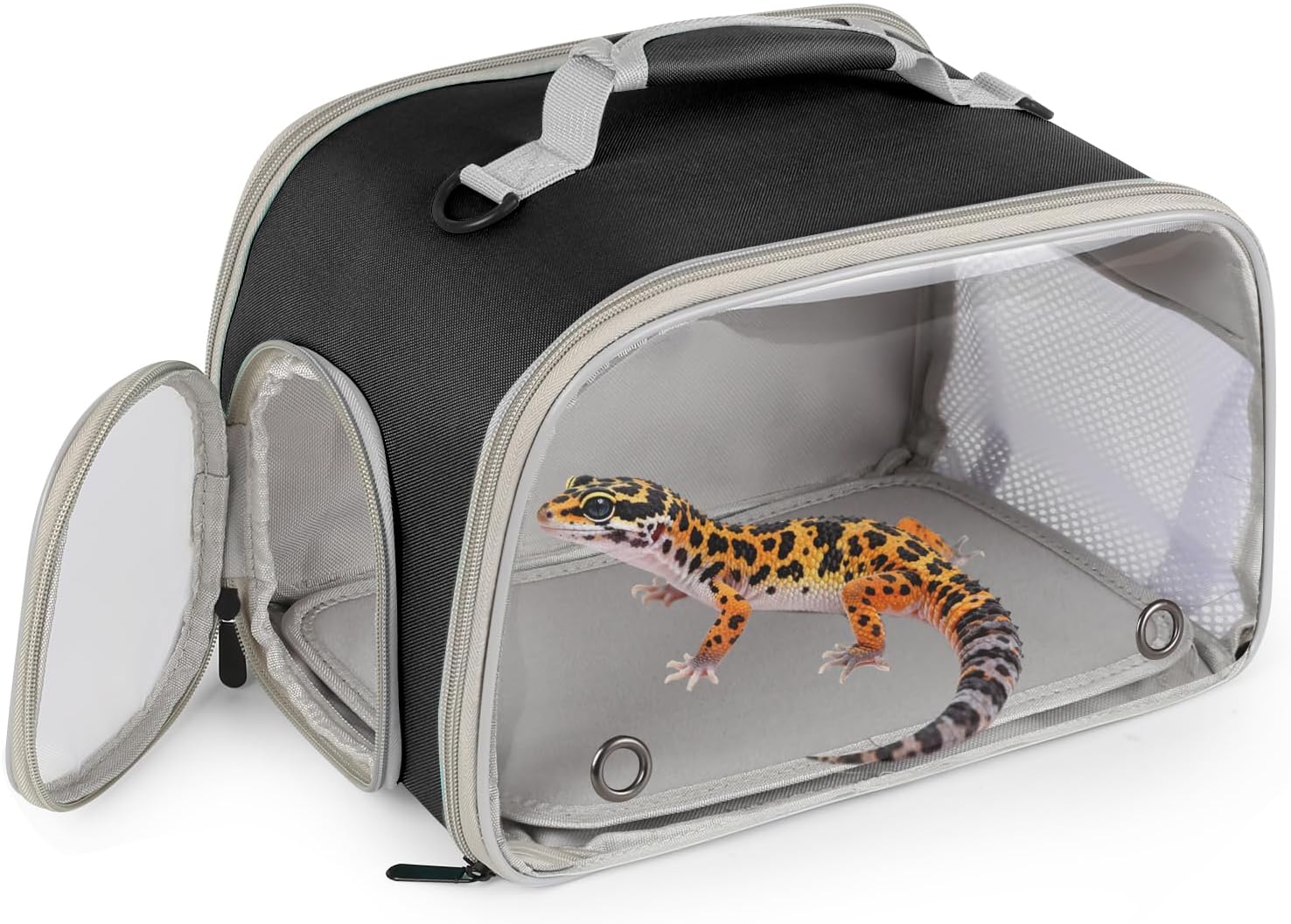 WEVONIGU Scratch-Resistant Bearded Dragon Backpack Foldable Gecko Carrier Ventilation Travel Bag with Clear View Window Dual Carry Cage Options for Travel Hiking & Vet Visits - Image 1