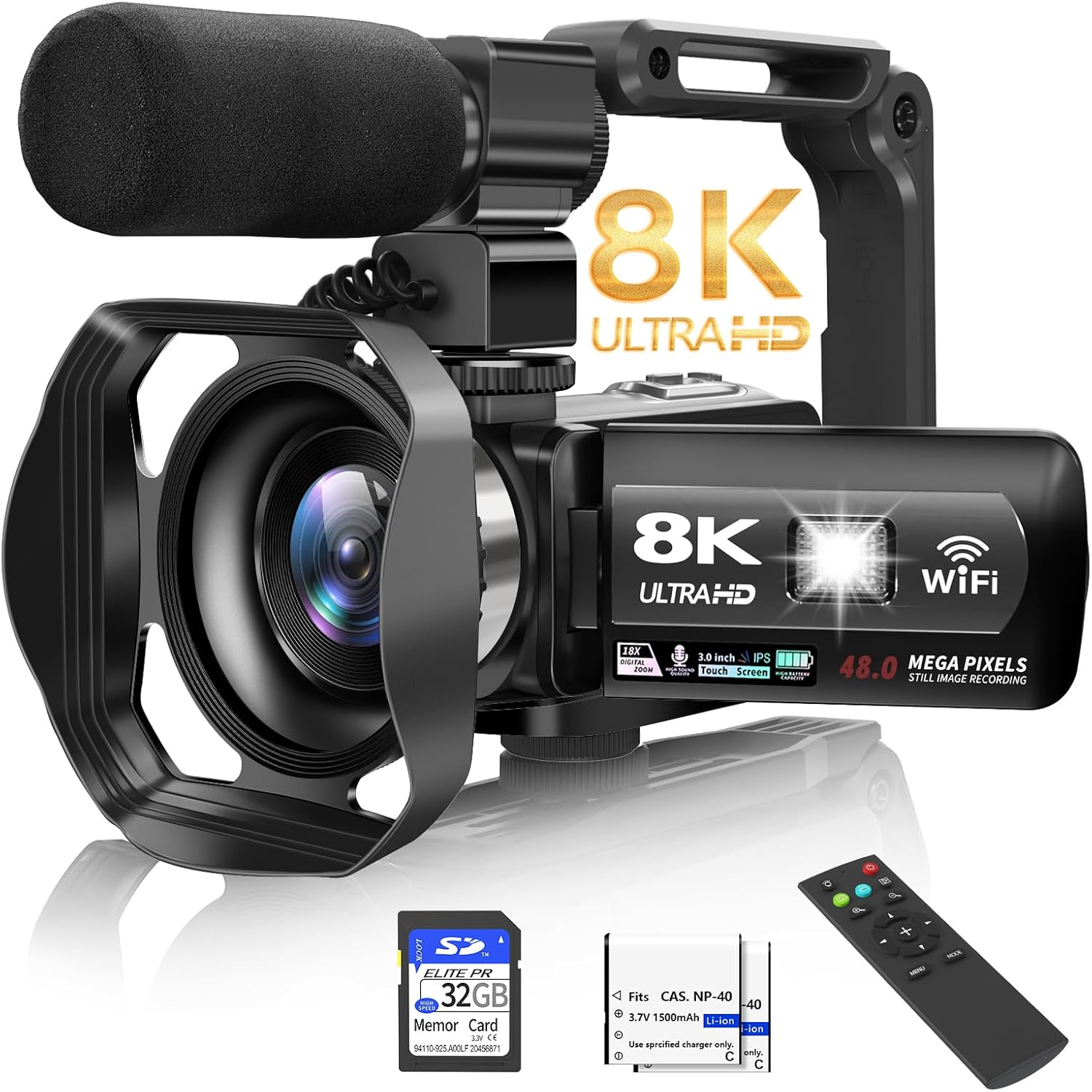 Muraux 8K Camcorder vlogging camera front view