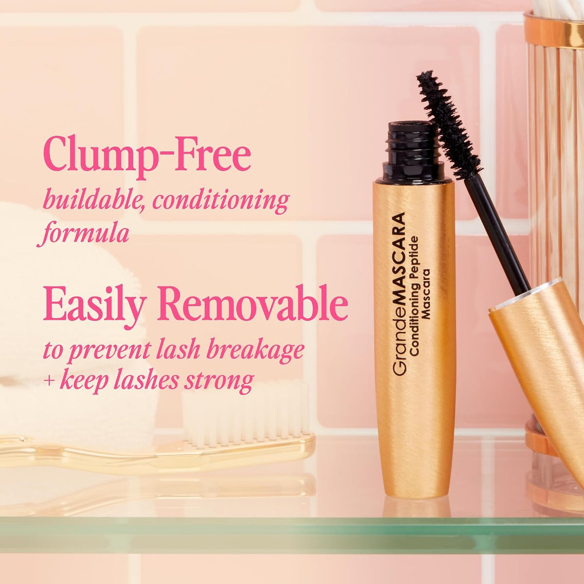 Grande Cosmetics GrandeMASCARA lifestyle shot showing voluminous lashes