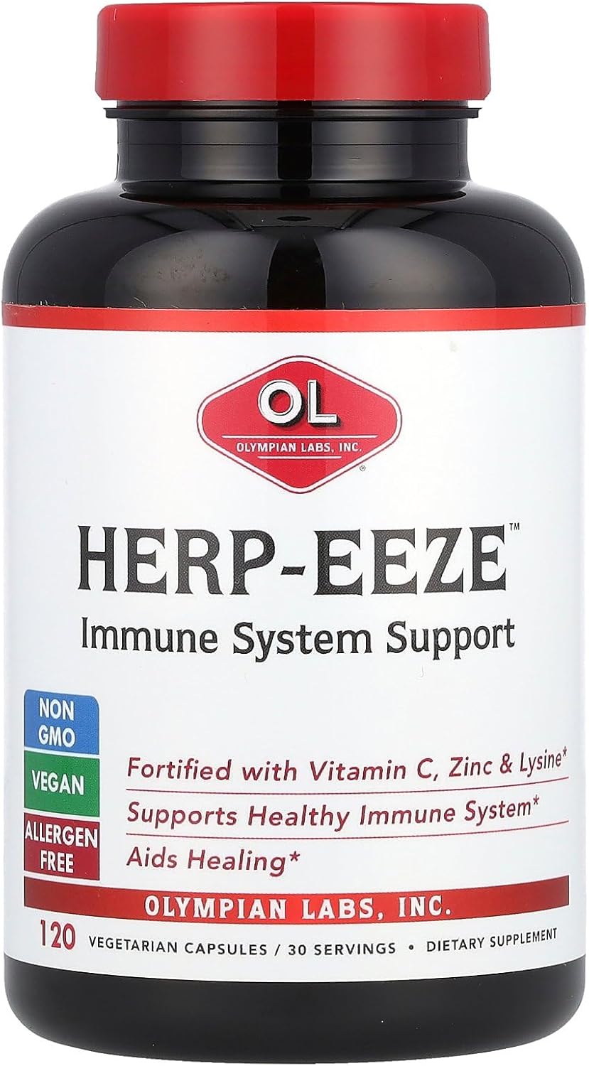 Olympian Labs Herp-eeze Next Generation 120 Veg. Caps front view supplement bottle