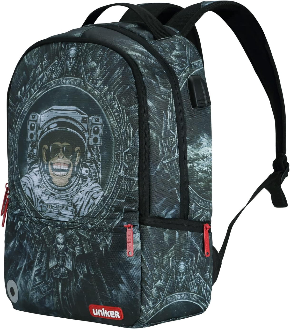School Backpack with USB Charging Port for Teenagers, Water Resistant Designer Daypack with Laptop Compartment for 15.6 Inch Laptop, Hacker - Image 15