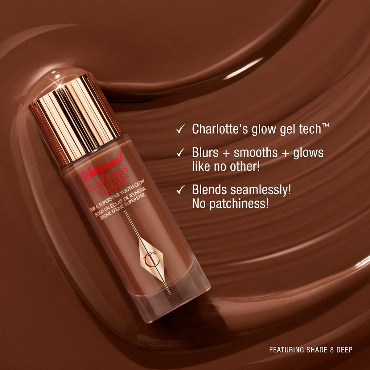 Charlotte Tilbury Hollywood Flawless Filter applied on cheekbones