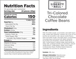Tri-color chocolate espresso beans in a bowl for serving