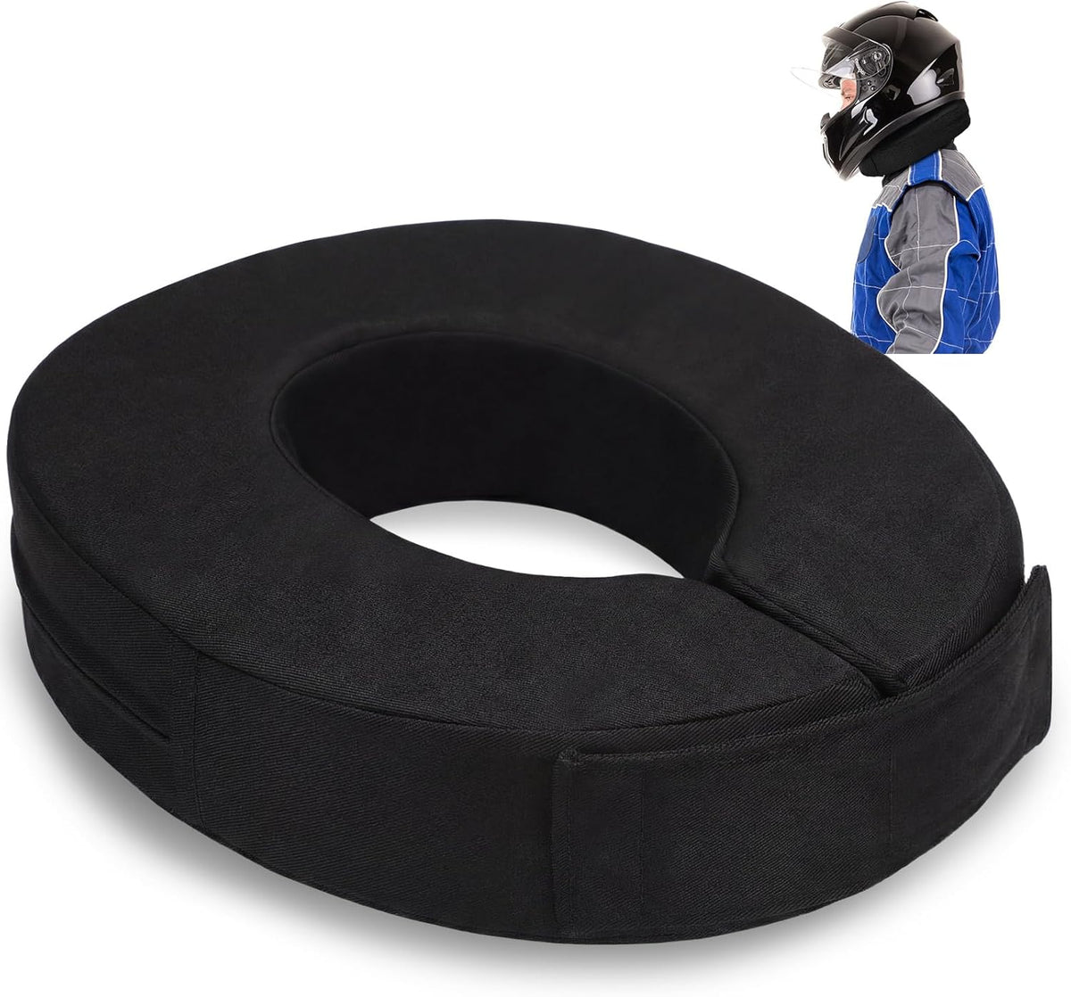 Briwooody helmet and neck support collar front view black racing brace