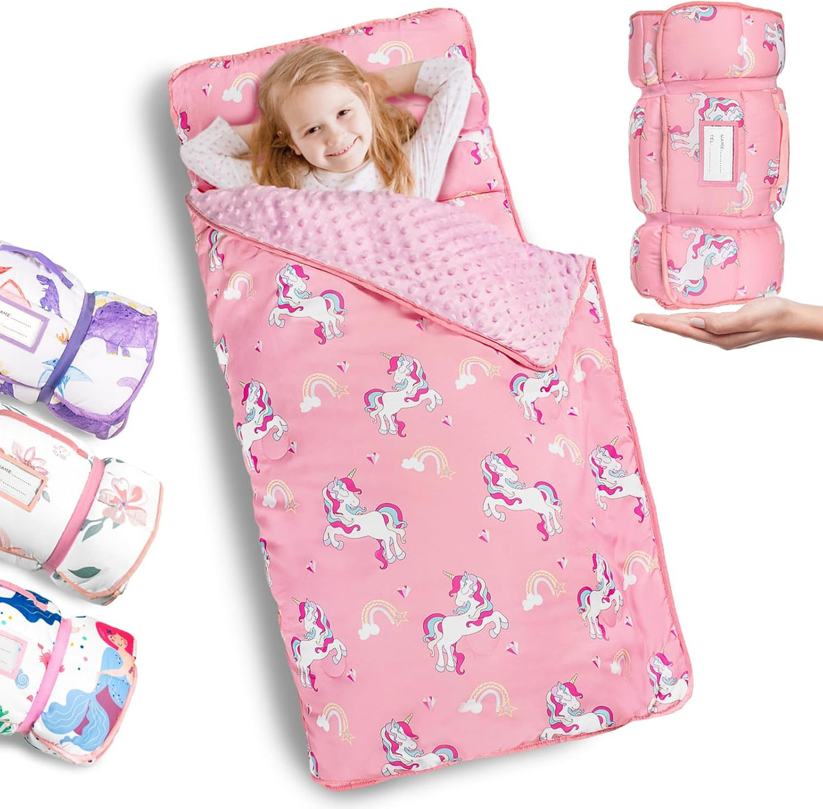 Toddler Nap Mat with Pillow, Thickened Extra Large Sleeping Bag | 55''x35'' Sleeping Mat with Blanket, Washable, Roll up, Perfect for Daycare, Preschool, Kindergarten, Boys and Girls - Image 15