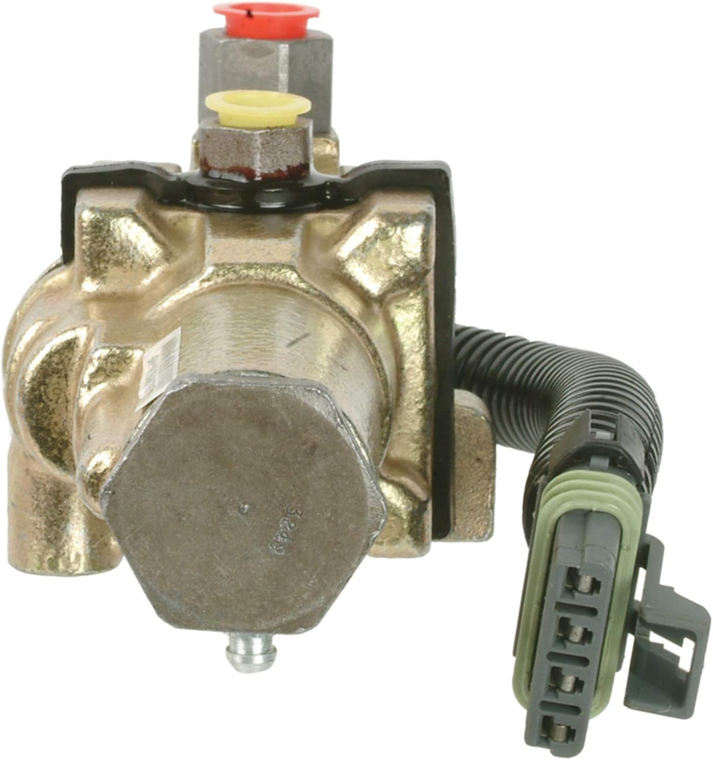 Cardone remanufactured abs hydraulic assembly front view showing metal housing