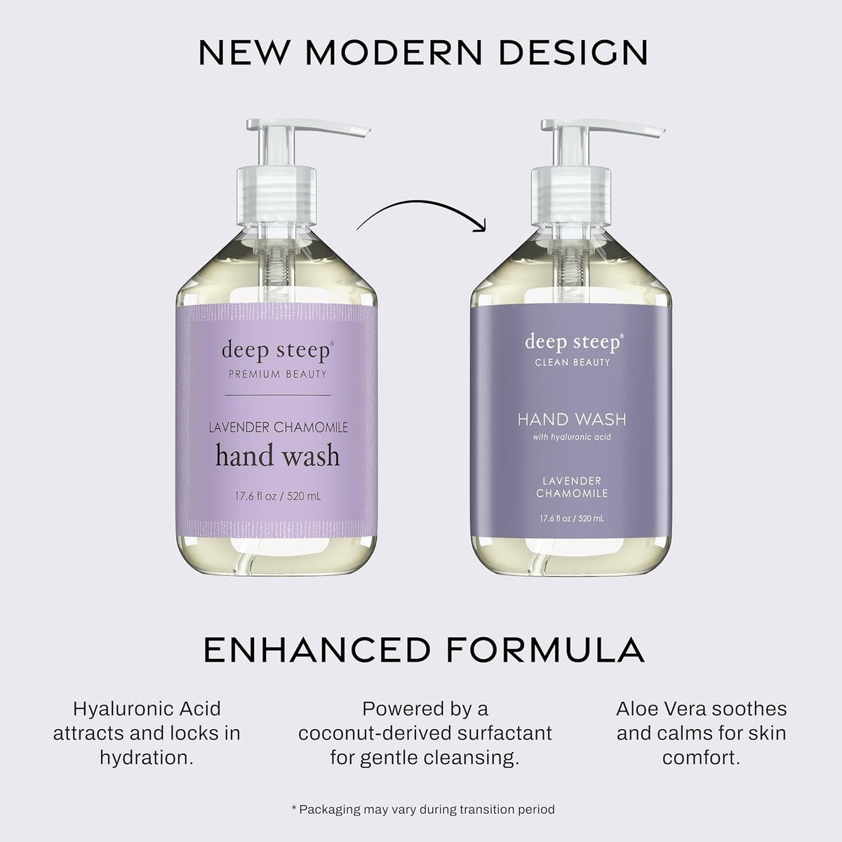 Deep Steep moisturizing hand cleanser bottle side profile