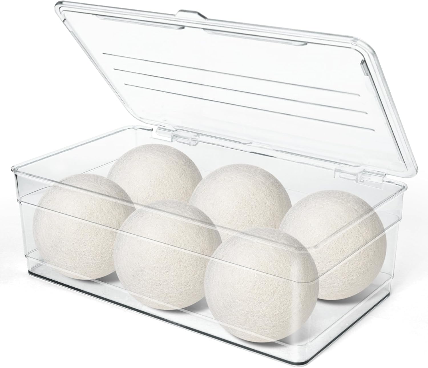 Dryer Sheet Holder - Dryer Ball Holder, Dryer Sheet Dispenser, Acrylic Dryer Sheet Holder Container with Lid, Bathroom Storage Containers for Laundry Pods, Clips, Dryer Balls and Sheets (No Balls) - Image 1