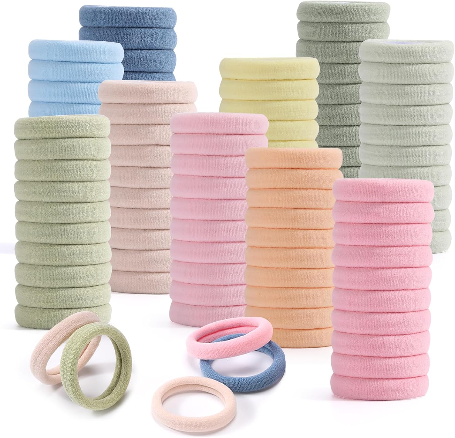 Sygy 100 pieces seamless cotton hair ties front view