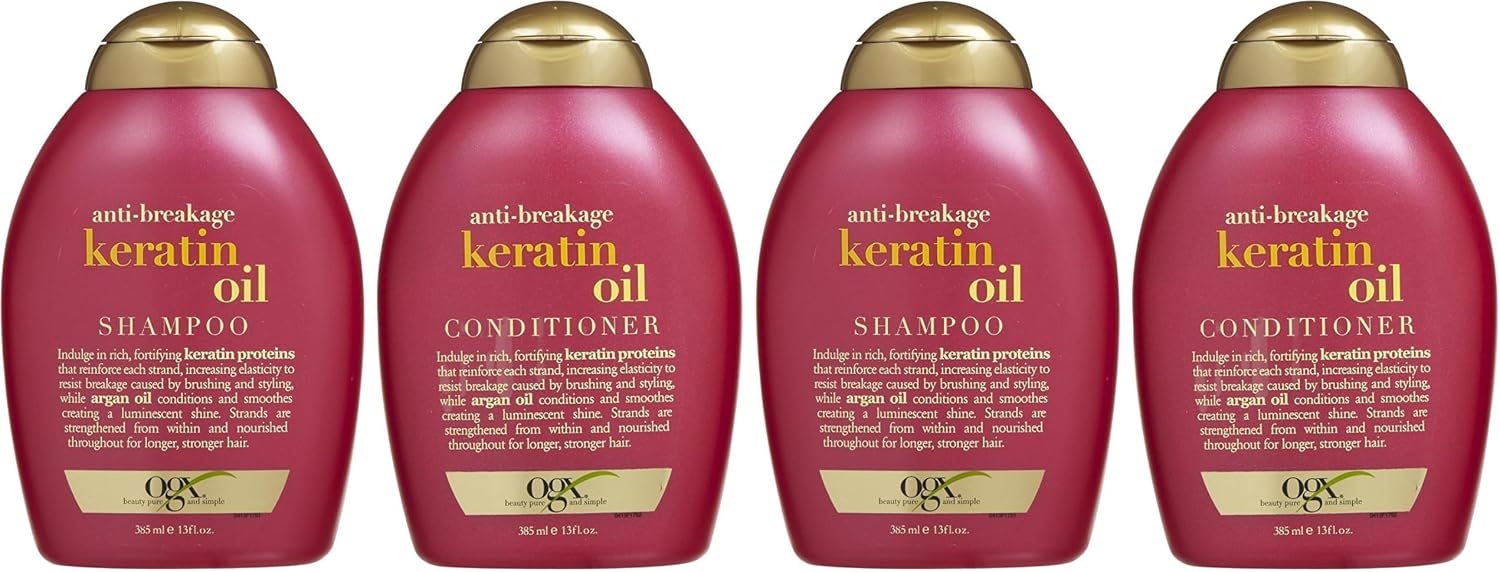 OGX Anti-breakage Keratin Oil Shampoo and Conditioner front view authentic USA import
