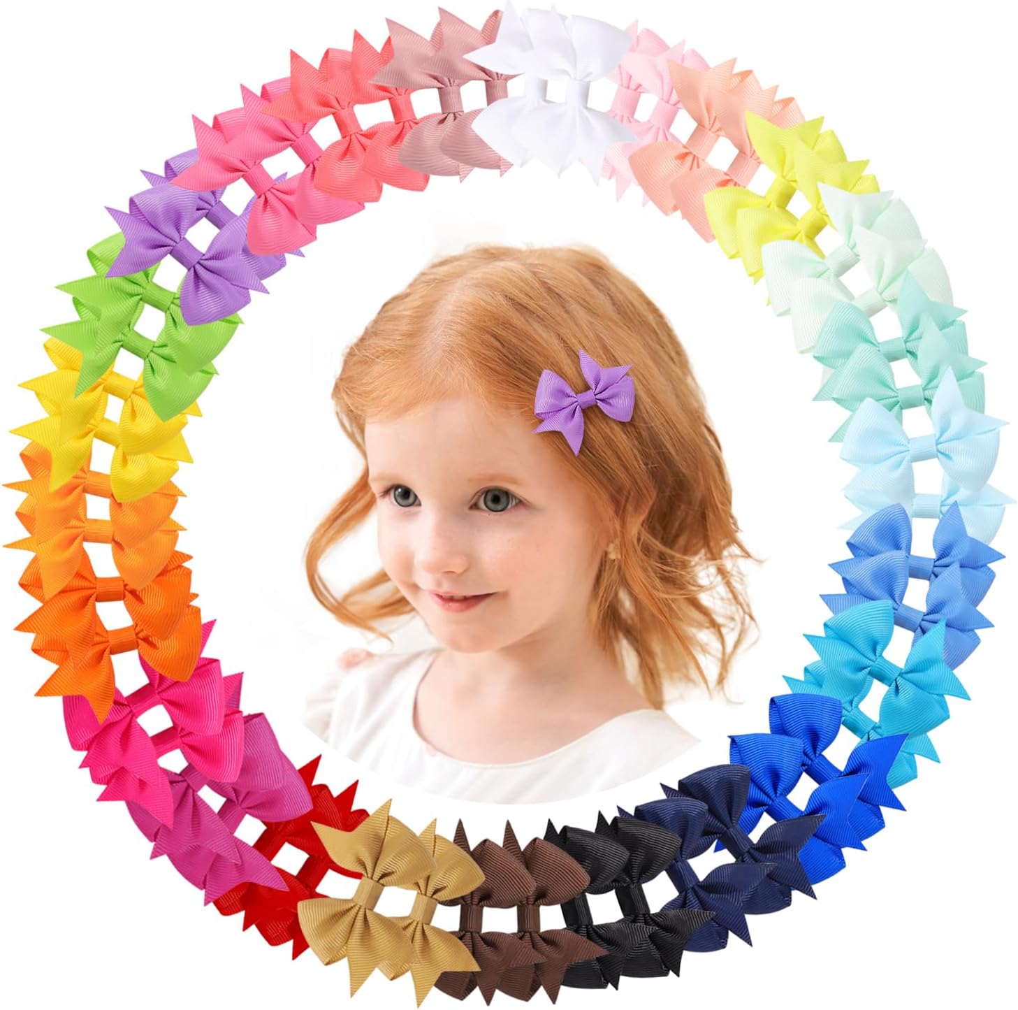 Doboi baby hair bows front view with 50 piece set
