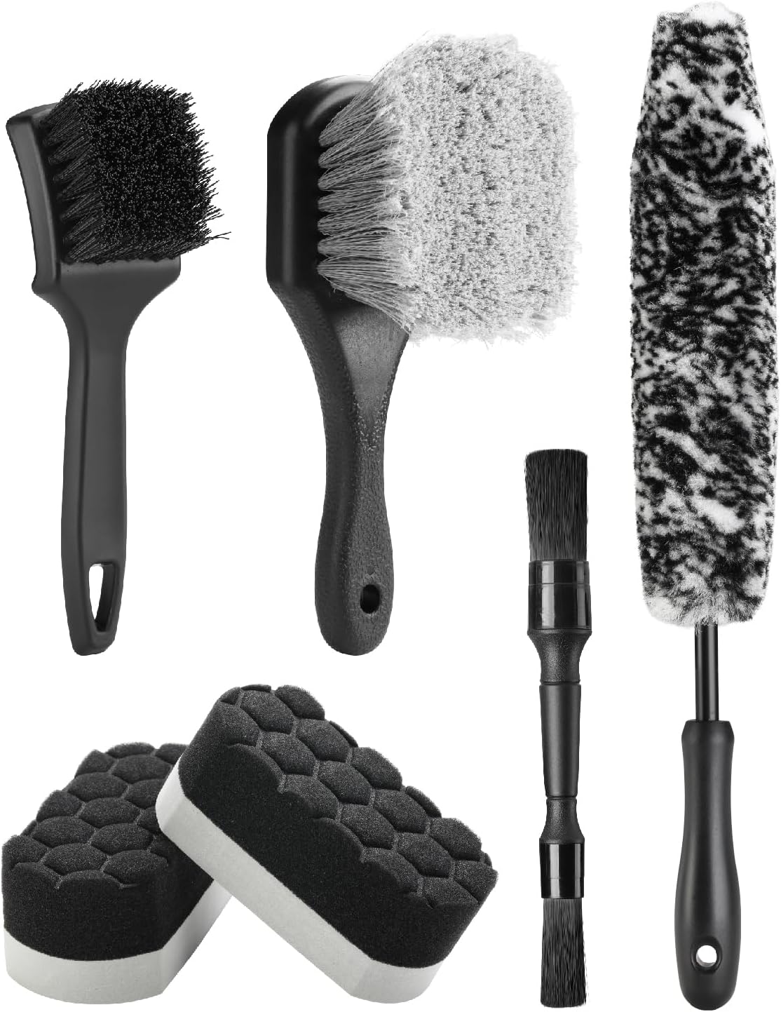 Fantasticlean 6 Piece Car Wheel Cleaning Pro Kit front view showing all brushes for professional auto detailing.