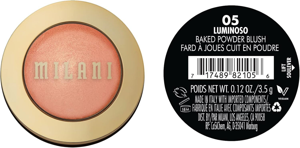 Milani Baked Blush, Powder Blush for Cheeks, Cruelty Free Makeup - Shape, Contour & Highlight Face for a Shimmery or Matte Finish -Luminoso - Image 3