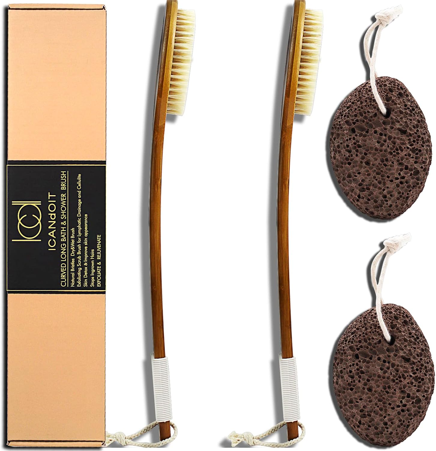 ICANdOIT natural boar bristles bath brush front view