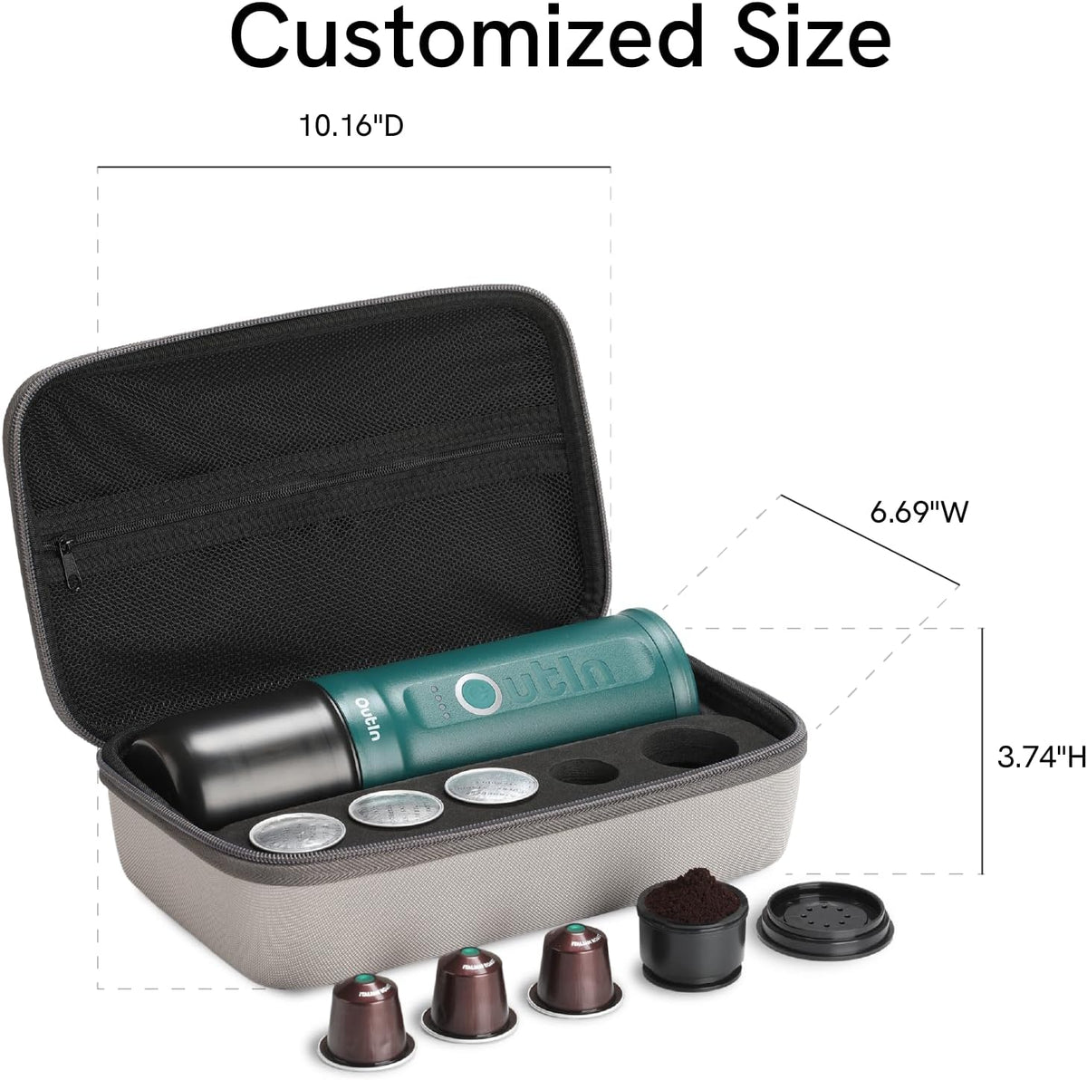 Outin Nano waterproof EVA storage case open compartment view