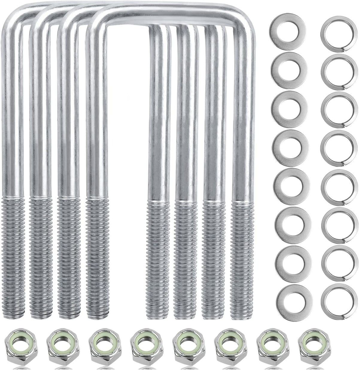 4 Sets 304 Stainless Steel Square U Bolt,U Bolts 3 inch Wide,1/2" D x 3-1/16" W x 5-5/16"L U-Bolts for Boat Trailer with Nuts and Washers, for Automobiles Trailer, Ski Boat - Image 9