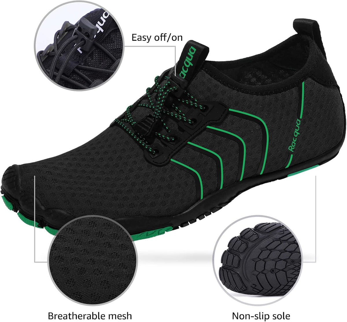 Racqua quick dry swim shoes showing mesh texture