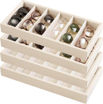 Velvet Sunglasses Organizer Tray 6 Grid Sunglass Organizer Velvet Tray Stackable Glasses Display Case for Women - Image 10