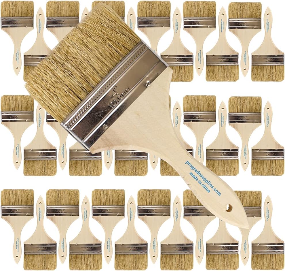 Pro Grade 4 inch chip paint brushes front view commercial set