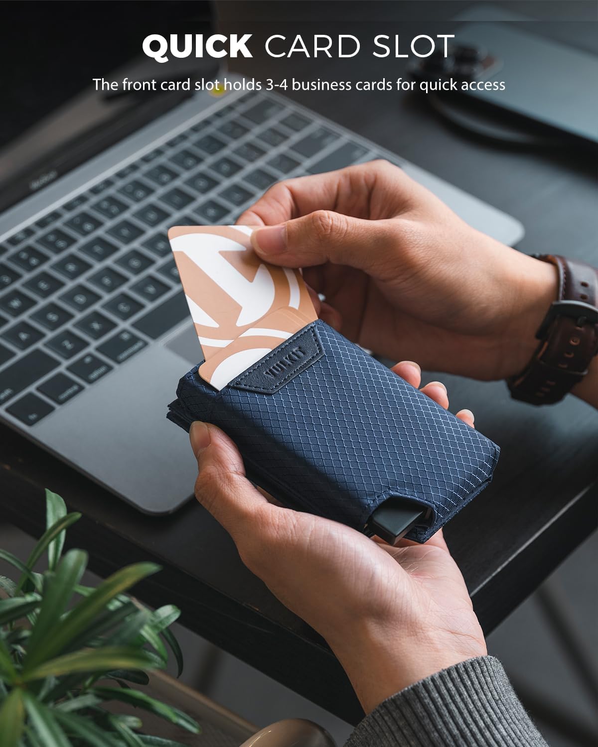 VULKIT minimalist wallet open showing card slots