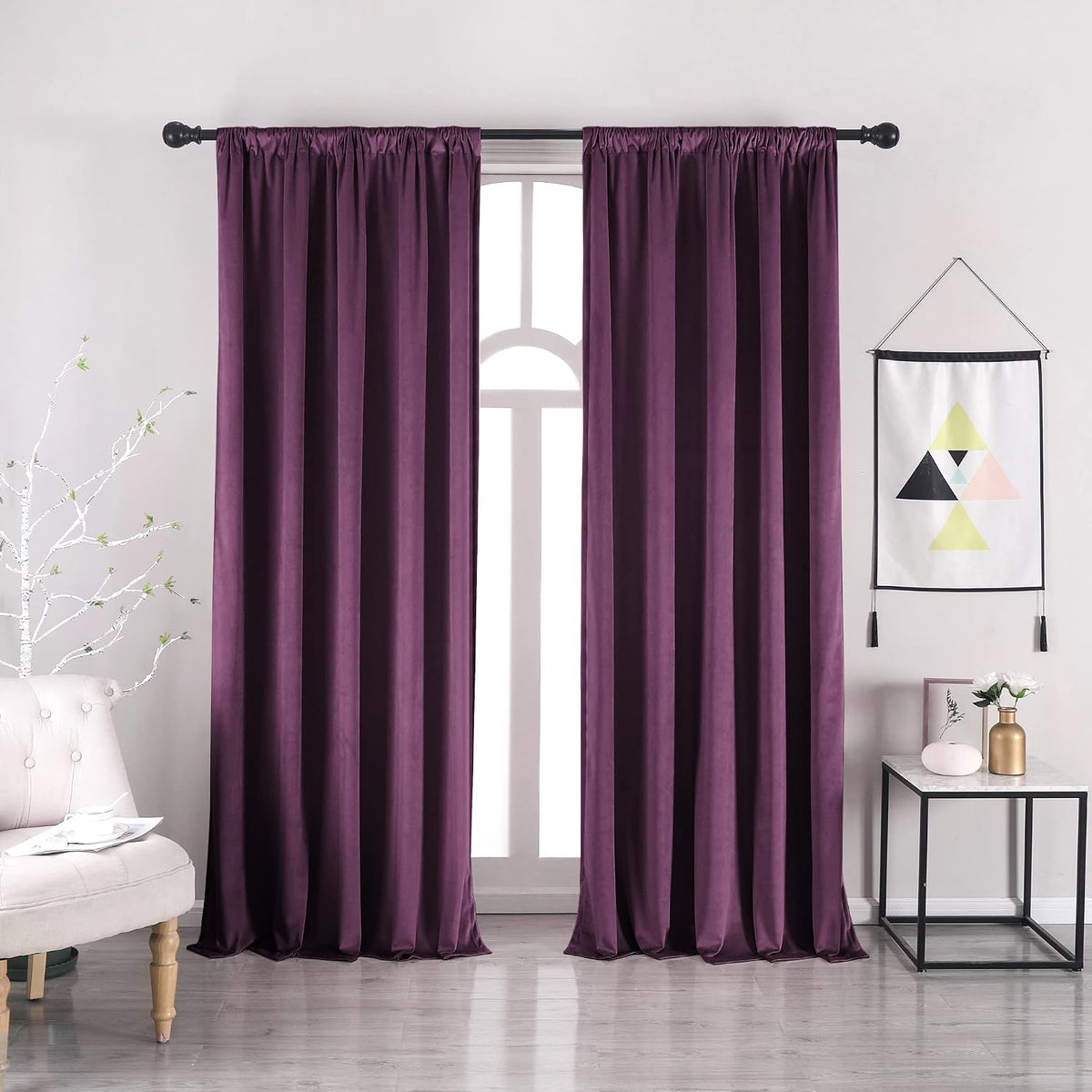 nanbowang Black Velvet Curtains - 52"x 54" Soft Rod Pocket Thermal Insulated Window Treatment for Bedroom Living Room Light Filtering Drapes 2 Panels - Image 9