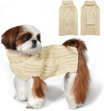 KYEESE Dog Sweaters for Small Dogs Turtleneck Dog Cable Knit Pet Sweater with Golden Thread for Cold Weather, Beige, Medium - Image 11