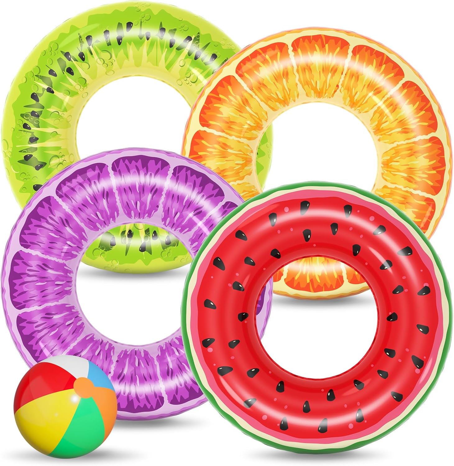 Jasonwell inflatable fruit pool floats front view with assorted designs