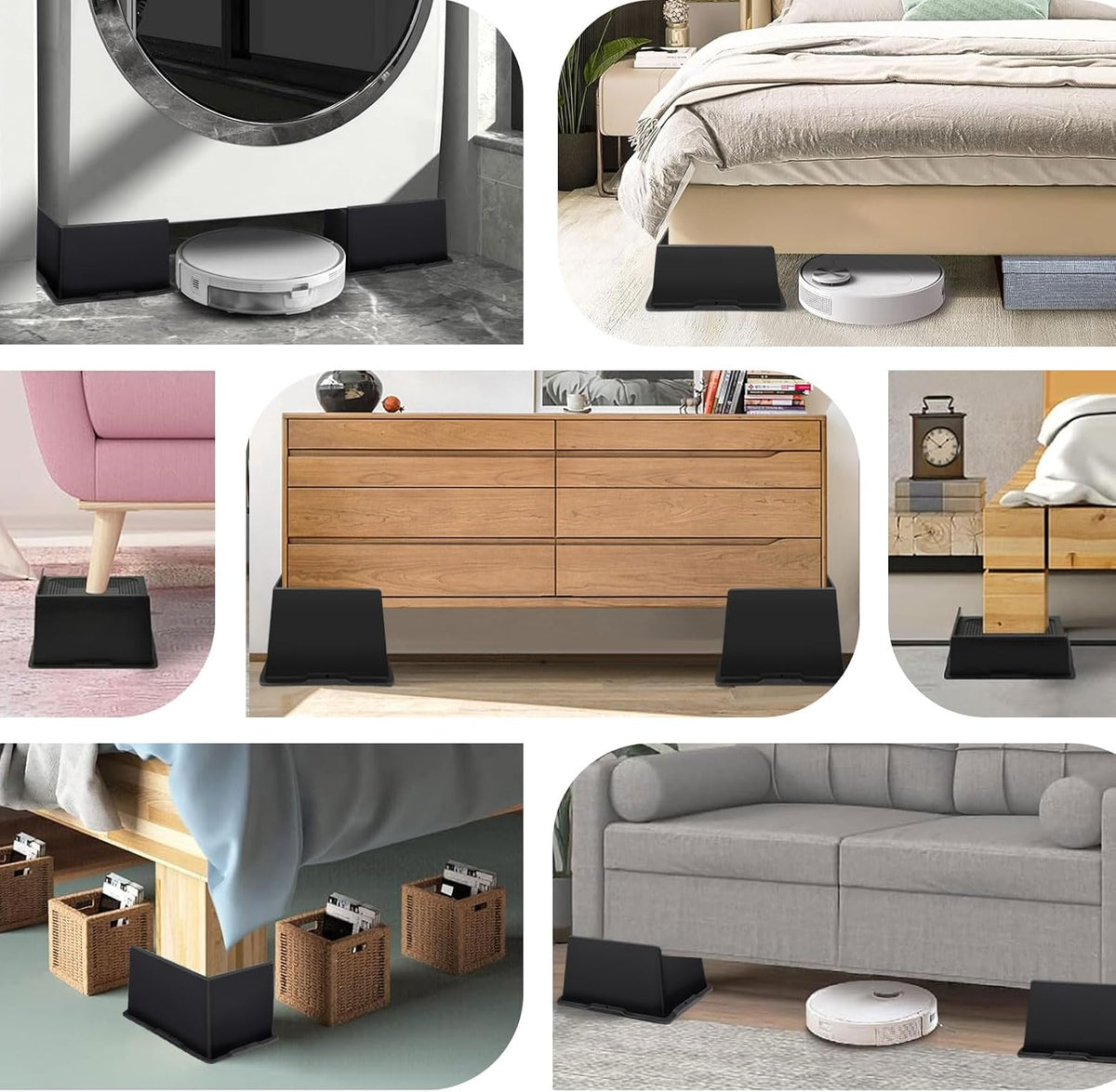 Close up of triangular non-slip cones on ANNKUT bed risers