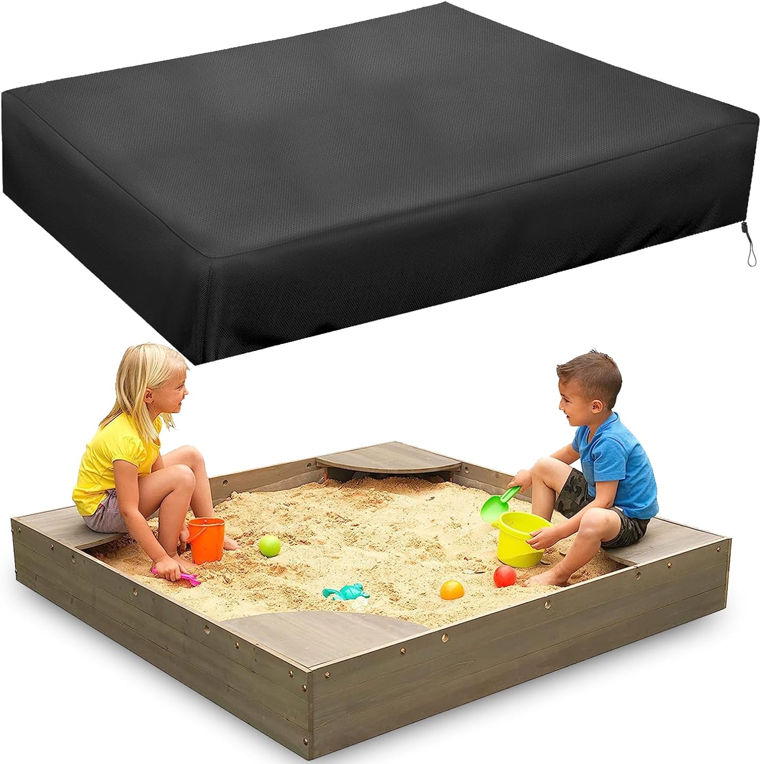 MRWiZMS Octagon Sandbox Cover front view black waterproof fabric