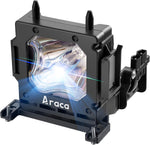 Araca LMP-H202 projector lamp replacement module front view showing the pre-installed protective black housing block