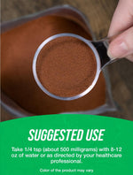Gluten free and vegan certified seals on cocoa supplement bag