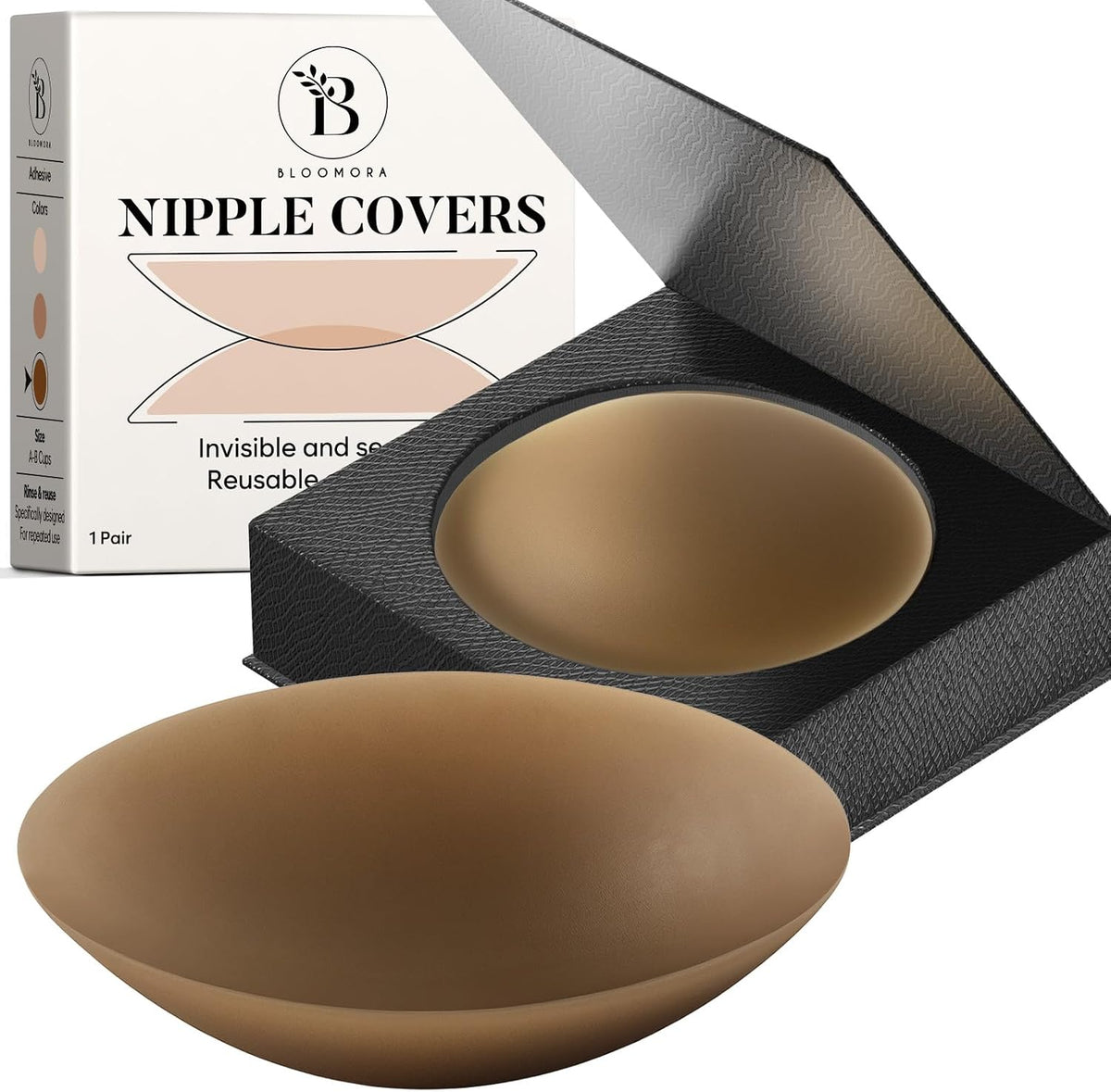 BLOOMORA Nipple Covers for Women - Reusable Sticky Silicone Nipple Pasties with Travel Case - Seamless, Adhesive & Invisible - Image 10