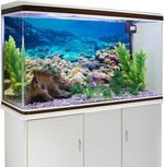 Durable polyester anti glare aquarium fabric poster showing underwater coral reef world.
