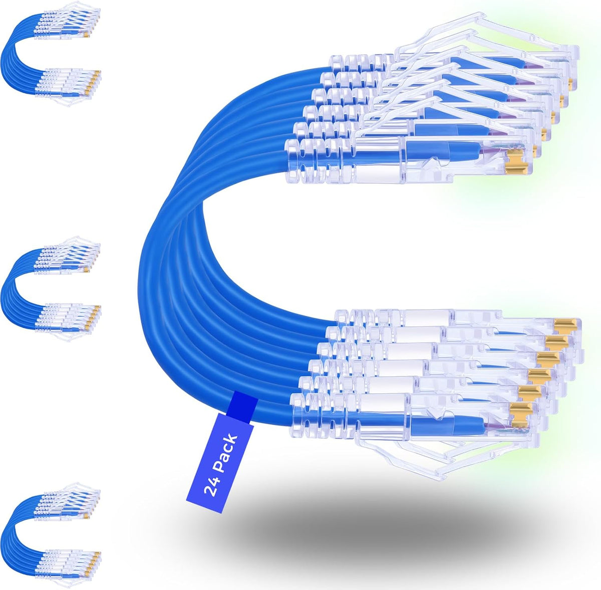 Rapink Patch Cables Cat6/ Cat6a 0.5ft (24 Pack) Slim, Cat6a Ethernet Patch Cable 10G Support, Snagless Cat 6 Patch Cable for Patch Panel to Switch, Flexiable Cat6 Ethernet Cable Black - Image 12