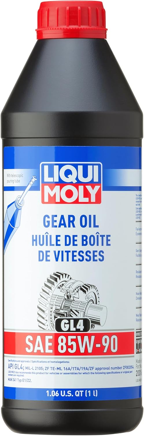 Liqui Moly Gear Oil GL4 SAE 85W-90 1 Liter front view bottle showing product specifications for automotive manual transmissions.