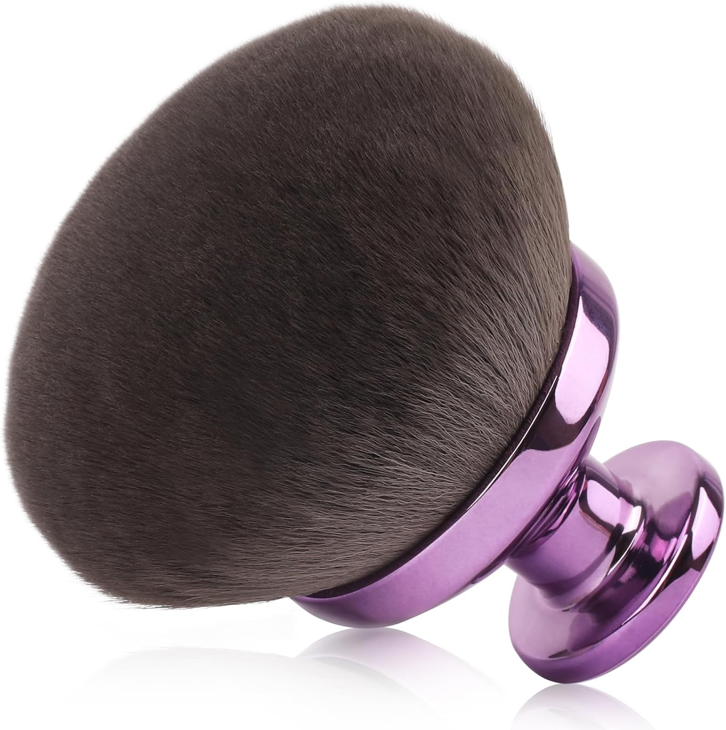 GloréBrochas 90mm extra large self tanner kabuki makeup brush front view showing dense purple bristles