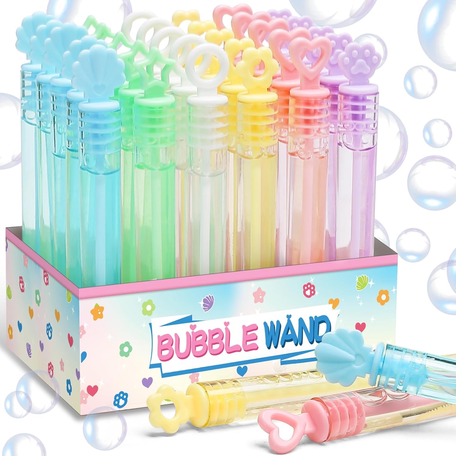 Cawiew 30 pack mini bubble wands set front view